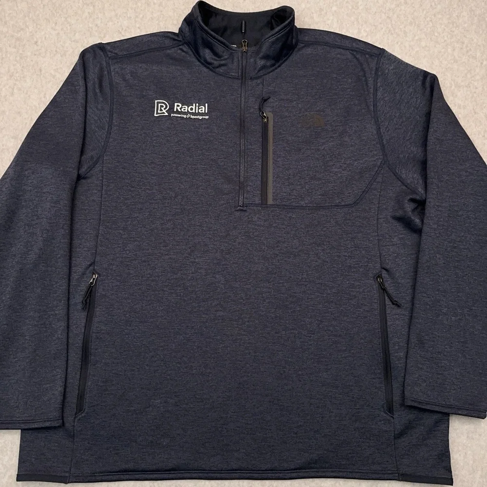 The North Face Skyline 1/2 Zip Fleece Men's XXL‎ Blue Mock Neck Embroidered